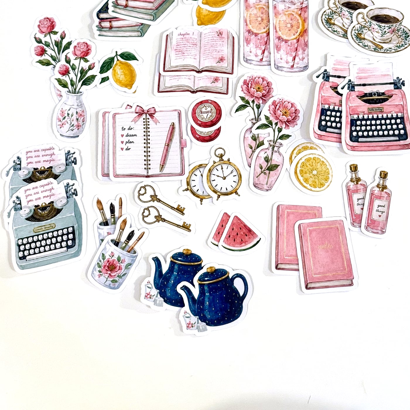 Tea & Typewriter sticker pack